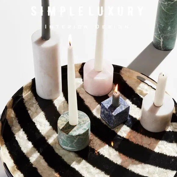 New Discontinued Joanna Buchanan Cube Candlestick  in Rose&Blue Quartz - Picture 6 of 7